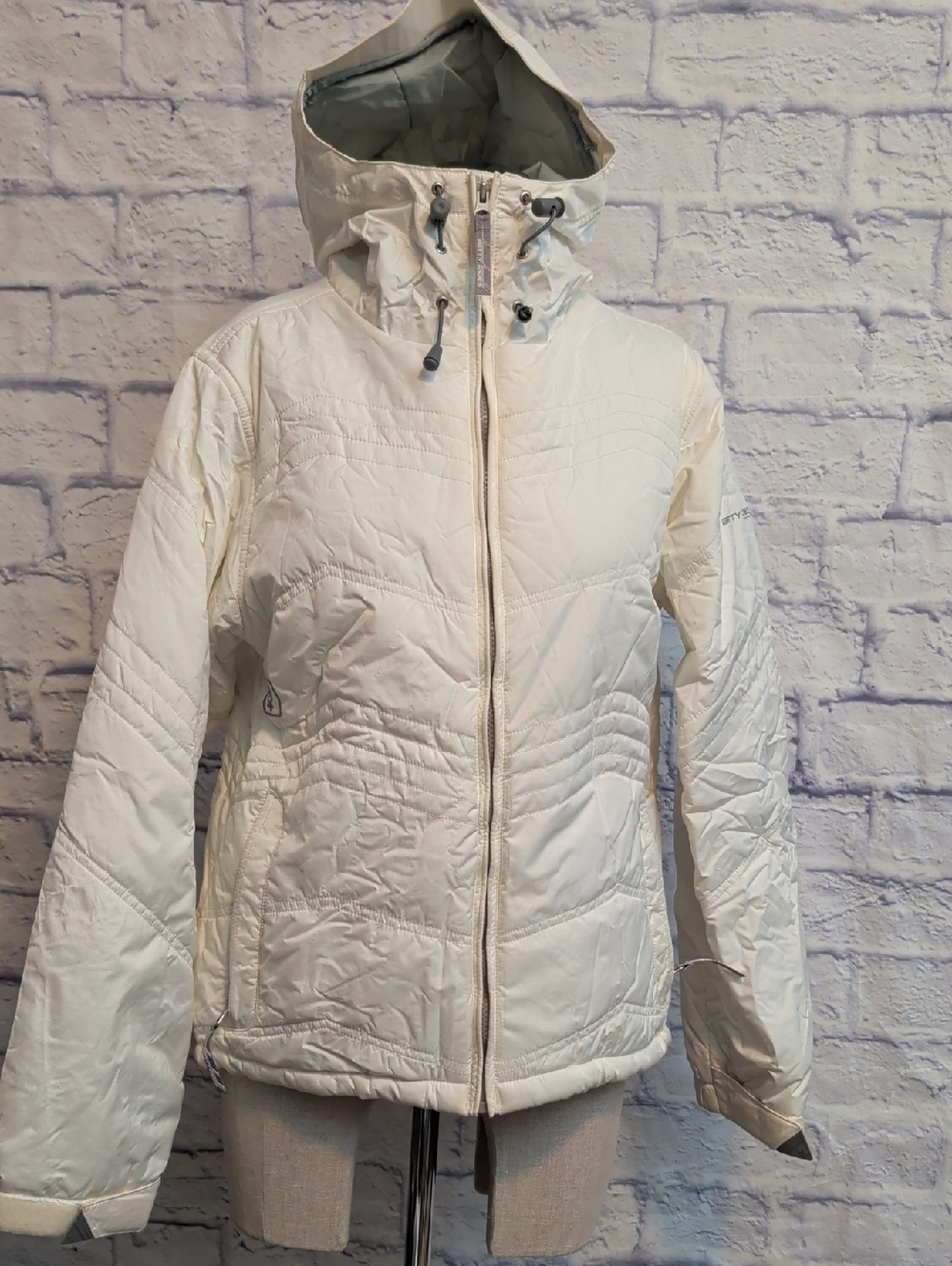 Betty Rides Jacket - Cream Color Hooded Winter Coat - Size Medium